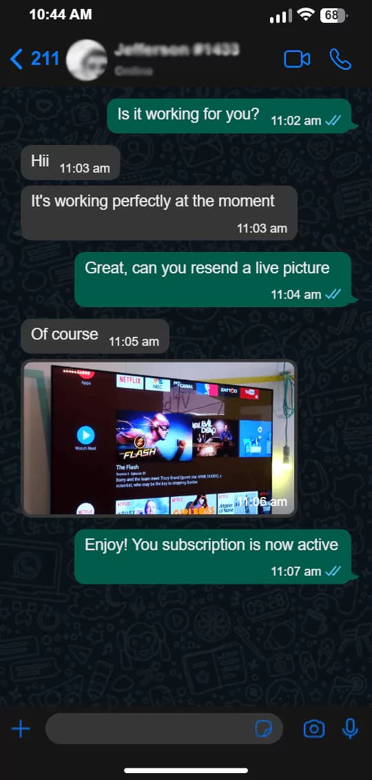 Customer confirmation that their Nordic IPTV setup is working