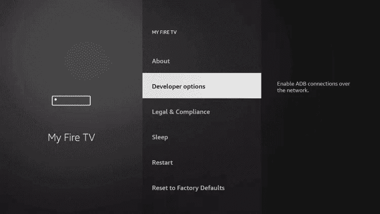 Developer options on Firestick, needed to install an IPTV player from Downloader